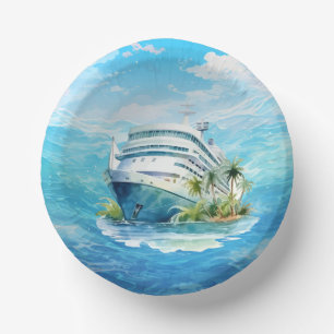 Cute cruise ship beach party paper plate