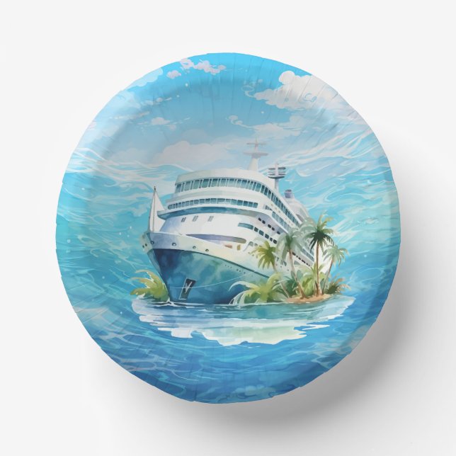 Cute cruise ship beach party paper plate (Front)