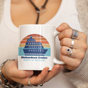 Cute Cruise Ship Family Trip Sunset Personalized Coffee Mug