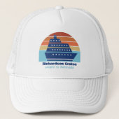 Cute Cruise Ship Family Trip Sunset Personalized Trucker Hat (Front)