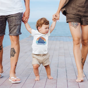 Cute Cruise Ship Trip Sunset Personalized Baby T-Shirt