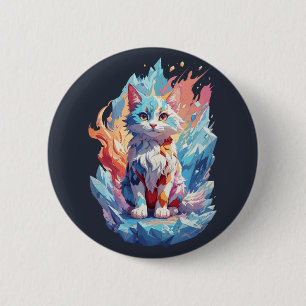 Cute Crystal Fantasy Cat Design 2 Inch Round Button