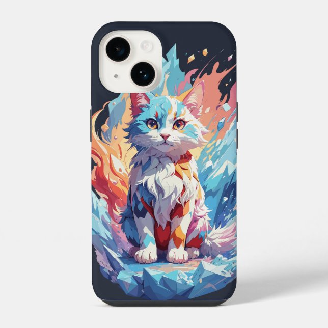 Cute Crystal Fantasy Cat Design iPhone Case (Back)