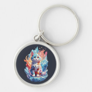 Cute Crystal Fantasy Cat Design Keychain