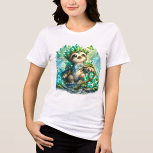 Cute Crystal Sloth Women's T-Shirt Kawaii Fantas Tri-Blend Shirt