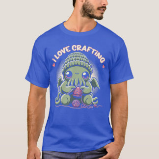 Cute Cthulhu I Love Crafting Kawaii Cosmic Horror  T-Shirt