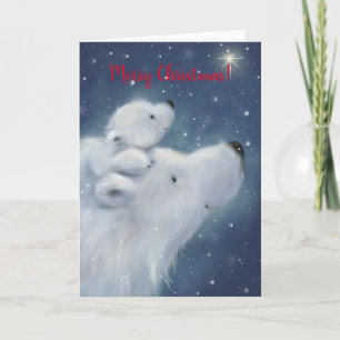 Cute Cub with Polar Bear, Merry Christmas Card