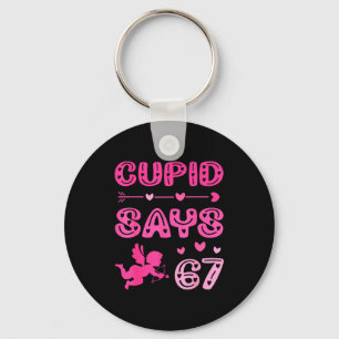Cute Cud Says 67 Funny Meme Nk Valentine's Day Keychain