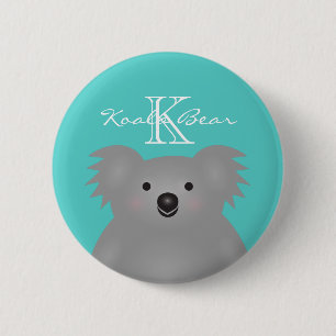 Cute Cuddly Australia Baby Koala Bear Monogram 2 Inch Round Button