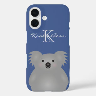 Cute Cuddly Australia Baby Koala Bear Monogram iPhone 16 Case