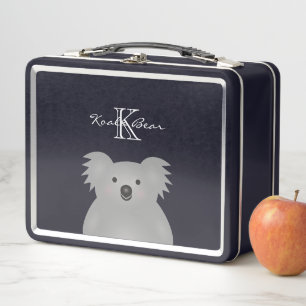 Cute Cuddly Australia Baby Koala Bear Monogram Metal Lunch Box