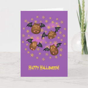 Cute cuddly bats Halloween card