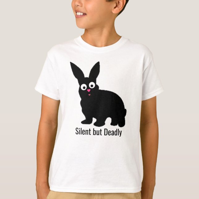 Cute, Cuddly, Black Rabbit - Silent but Deadly T-Shirt (Front)