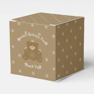 Cute Cuddly Brown Baby Teddy Bear Birthday Party Favor Box