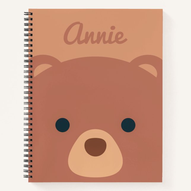 Cute Cuddly Brown Bear Custom Name | Notebook (Front)