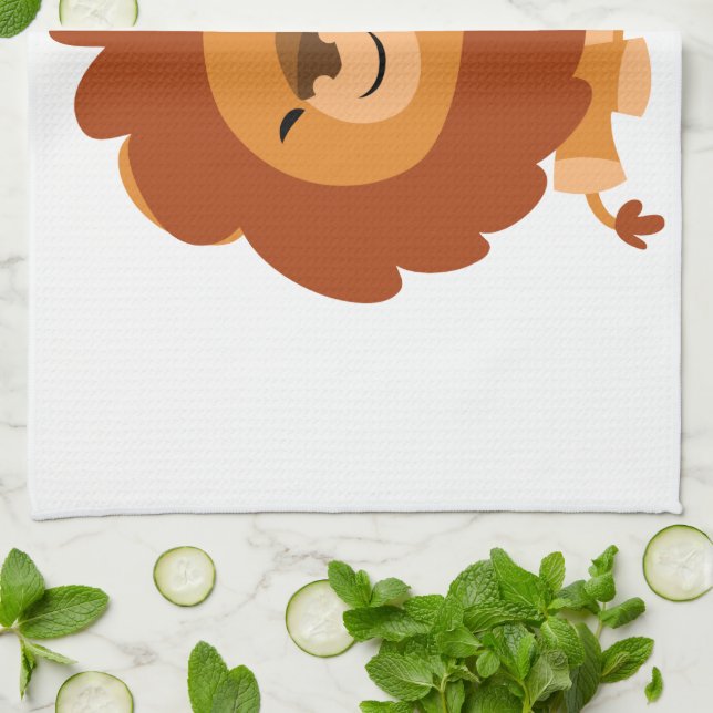Cute Cuddly Cartoon Lion Kitchen Towel (Folded)