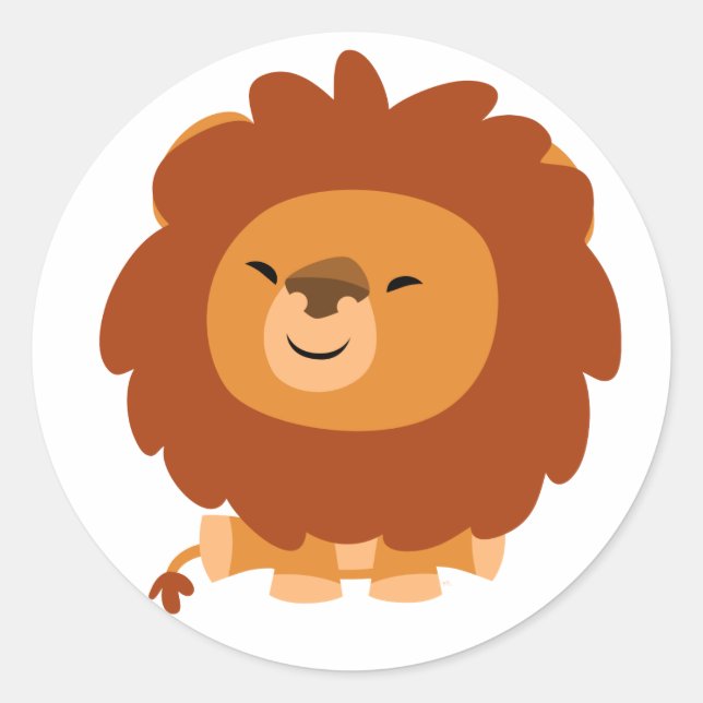 Cute Cuddly Cartoon Lion Sticker (Front)