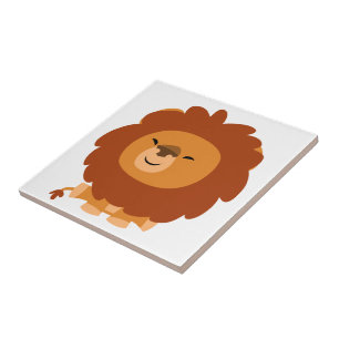 Cute Cuddly Cartoon Lion Tile