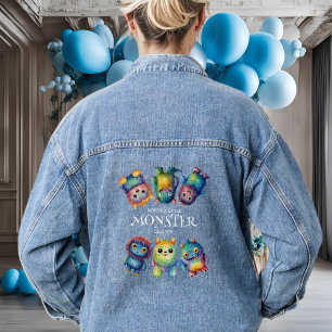 Cute Cuddly Colourful Little Monsters Birthday Mom Denim Jacket