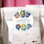 Cute Cuddly Colourful Little Monsters Kids Birthda Classic Round Sticker<br><div class="desc">Transform your child's birthday into a whimsical adventure with the "Our Little Monster" Kids Birthday Design. This delightful theme features colourful, cute, and cuddly monsters that bring joy and excitement to any celebration. Perfect for parents seeking to create an unforgettable experience, this design is all about laughter, fun, and a...</div>