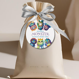 Cute Cuddly Colourful Little Monsters Kids Birthda Favour Tags