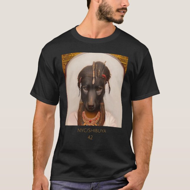 Cute cuddly   face portrait of an Ancient dog as C T-Shirt (Front)