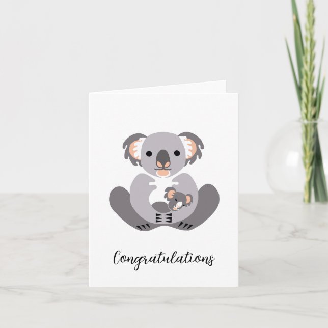 Cute  Cuddly  KOALA — Baby Congratulations Card (Front)