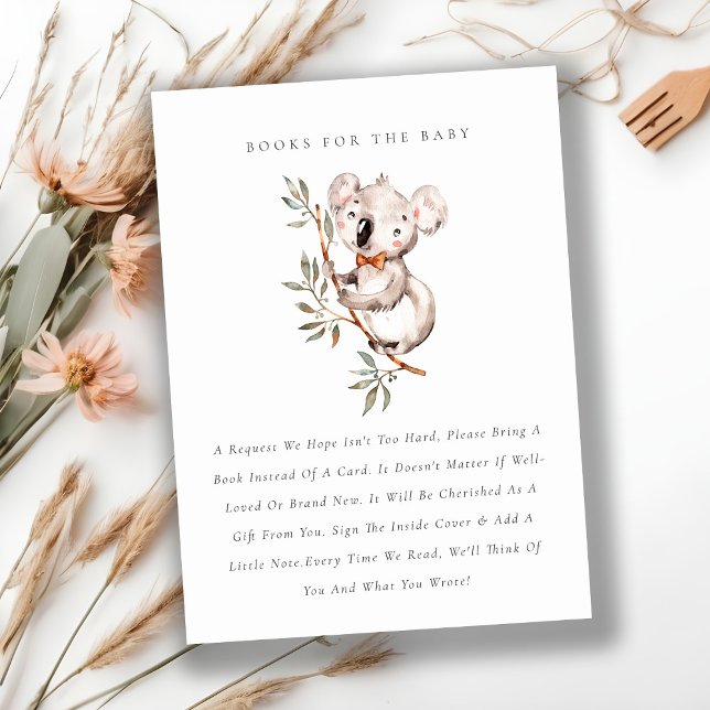 Cute Cuddly Koala Foliage Books For Baby Shower Enclosure Card (Creator Uploaded)