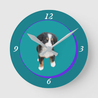 Cute Cuddly Little Puppy Buddy. Round Clock