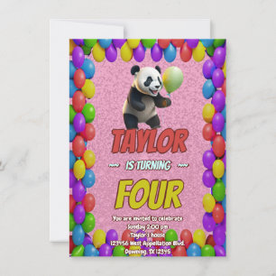 Cute Cuddly Panda Bear Themed Birthday Invite