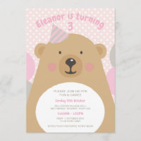 Cute Cuddly Teddy Bear Birthday Invite
