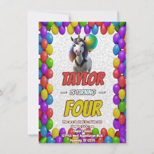 Cute Cuddly Unicorn Themed Birthday Invite