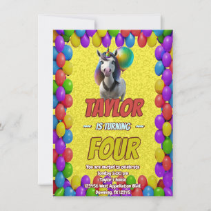 Cute Cuddly Unicorn Themed Birthday Invite