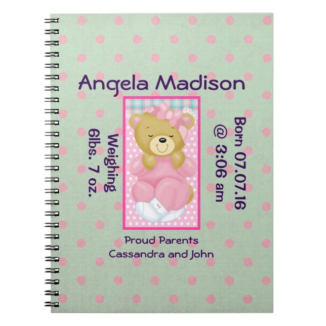 Cute Cudly Bear habillé en rose Nouveau Journal po (Devant)