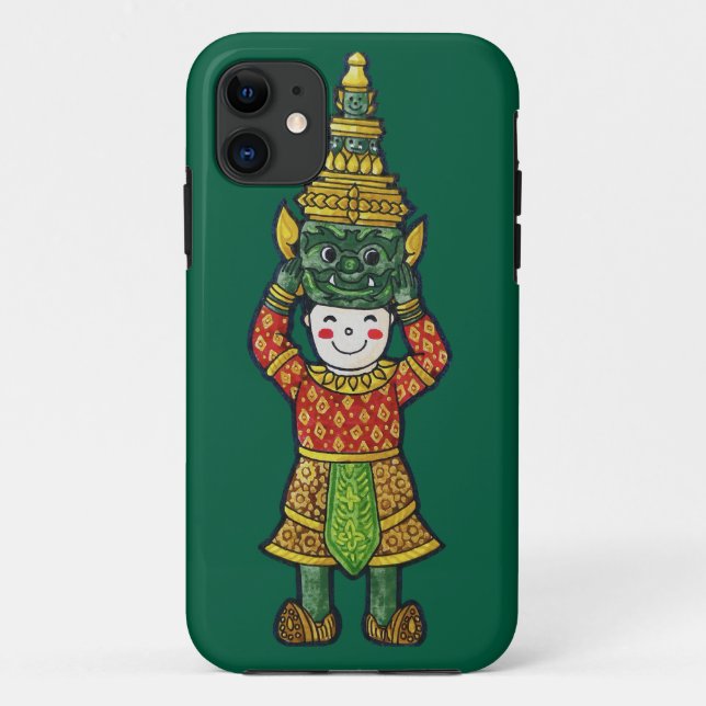 Cute Cultural Boy Cartoon in Mask Case-Mate iPhone Case (Back)