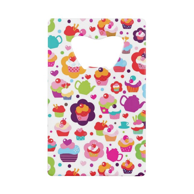 Cute cup cake and tea pot credit card bottle opener (Front)