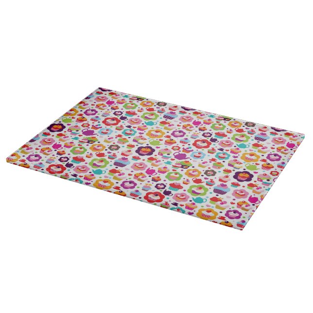 Cute cup cake and tea pot cutting board (Corner)