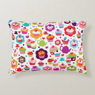 Cute cup cake and tea pot decorative pillow