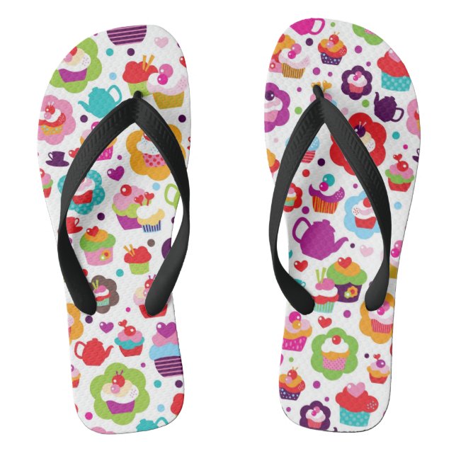 Cute cup cake and tea pot flip flops (Footbed)