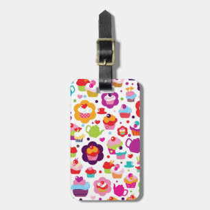 Cute cup cake and tea pot luggage tag