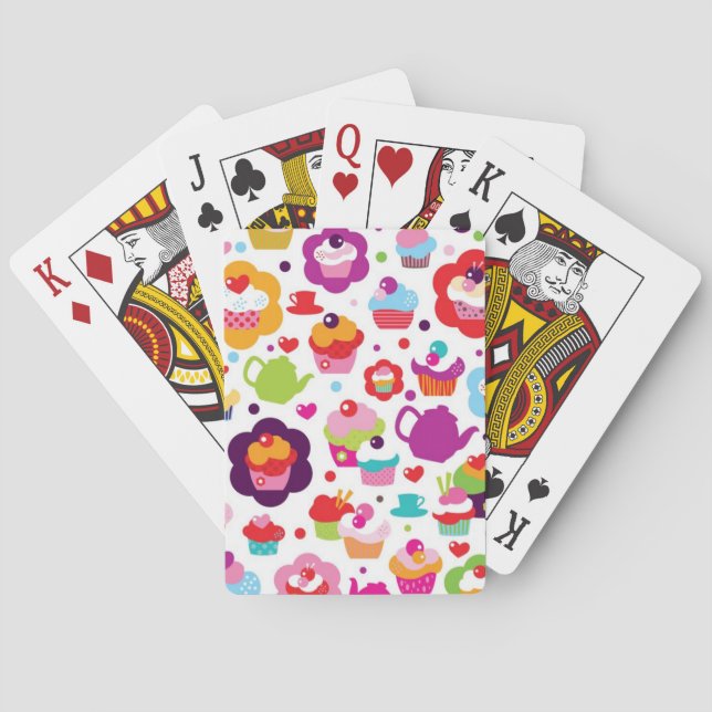 Cute cup cake and tea pot playing cards (Back)