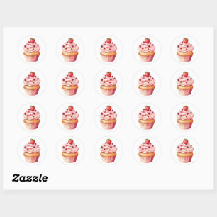 Cute cup cake classic round sticker