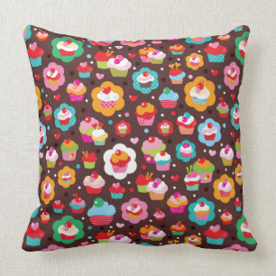 Cute Cup Cake Pattern Throw Pillow