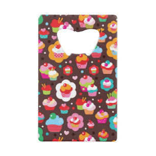 Cute Cup Cake Pattern Wallet Bottle Opener