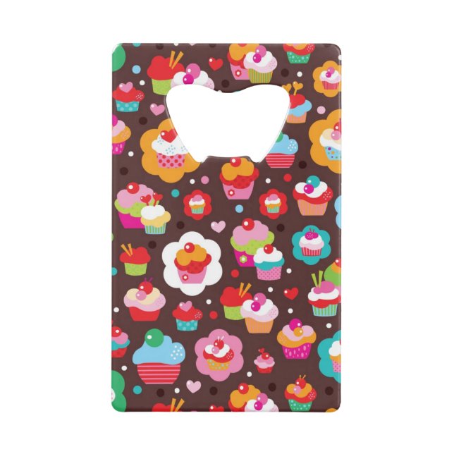 Cute Cup Cake Pattern Wallet Bottle Opener (Front)