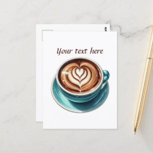 Cute cup coffee add text  postcard