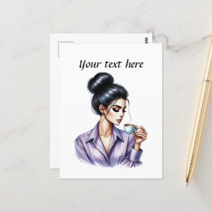 Cute cup coffee add text  postcard
