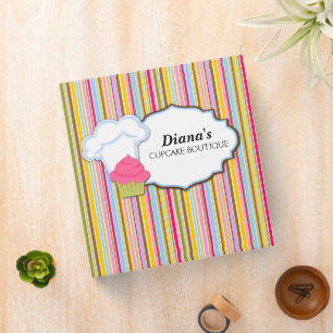 Cute Cupcake and Baker's Hat 1.5 Inch Binder
