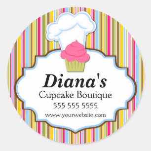 Cute Cupcake and Baker's Hat Bakery Box Seals