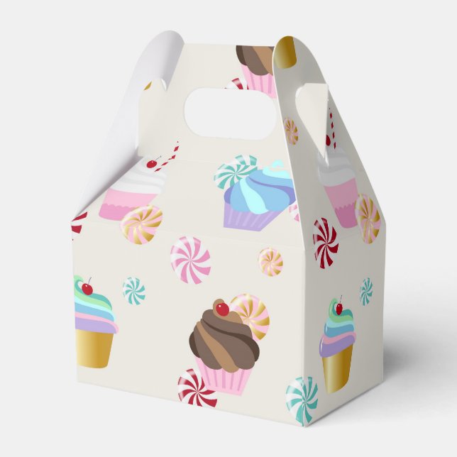 Cute Cupcake and Candy Pattern for Birthday Party Favor Box (Back Side)